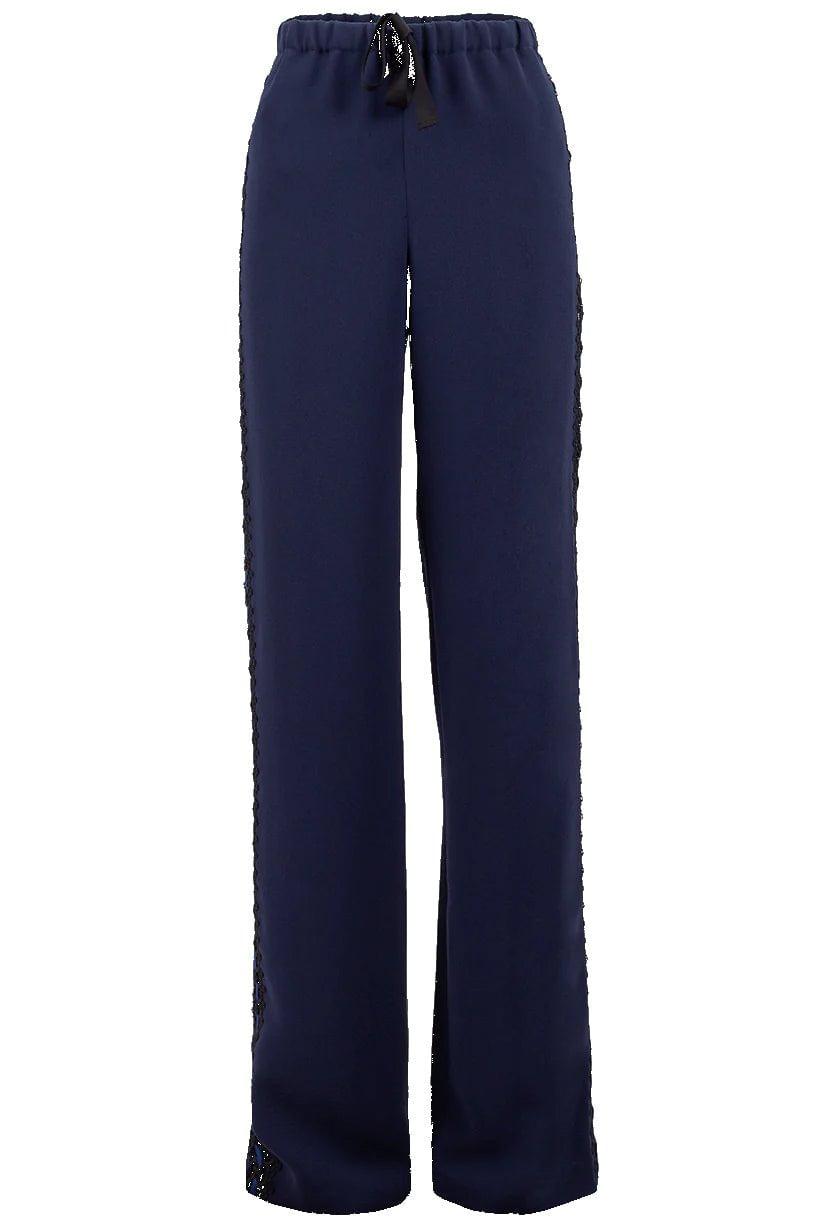 NAEEM KHAN-Drawstring Crepe Pant with Lace Sides-
