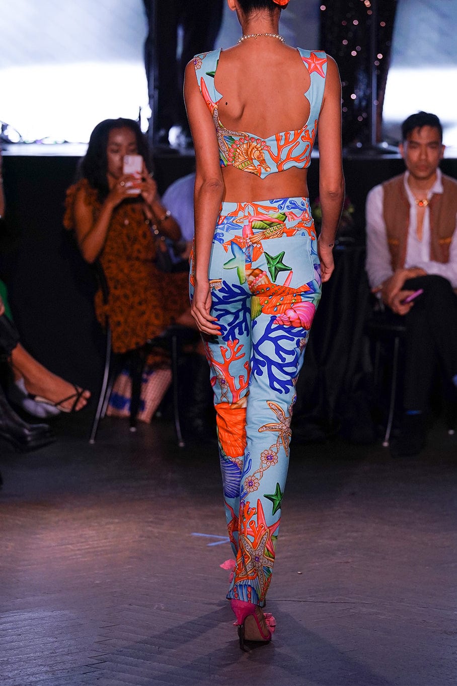 NAEEM KHAN-Amalfi Sea Print Hemp Jeans-
