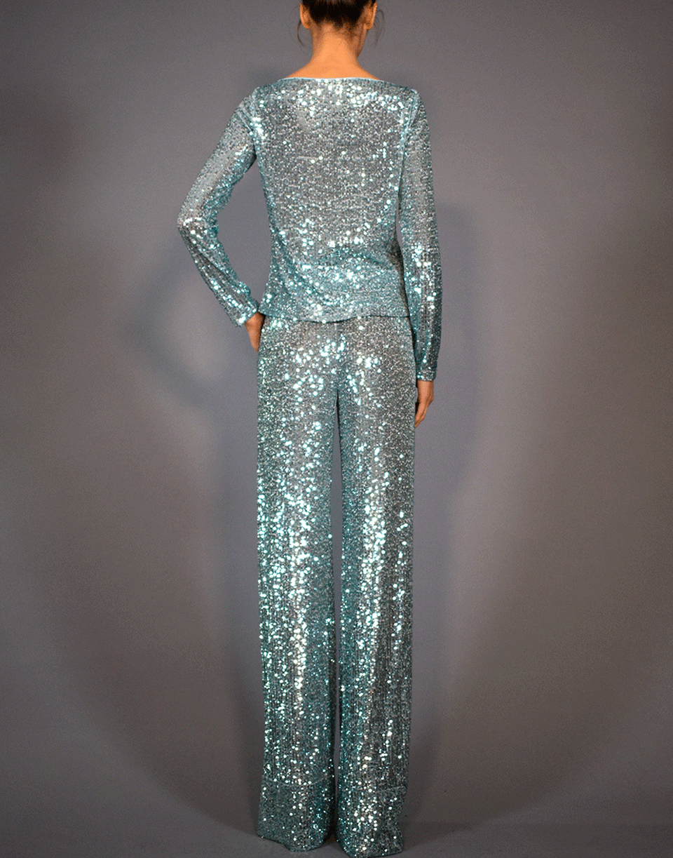 NAEEM KHAN-Sequin Knit Pant-AQUA
