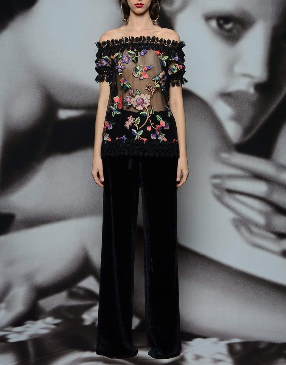 NAEEM KHAN-Off Shoulder Floral Blouse-