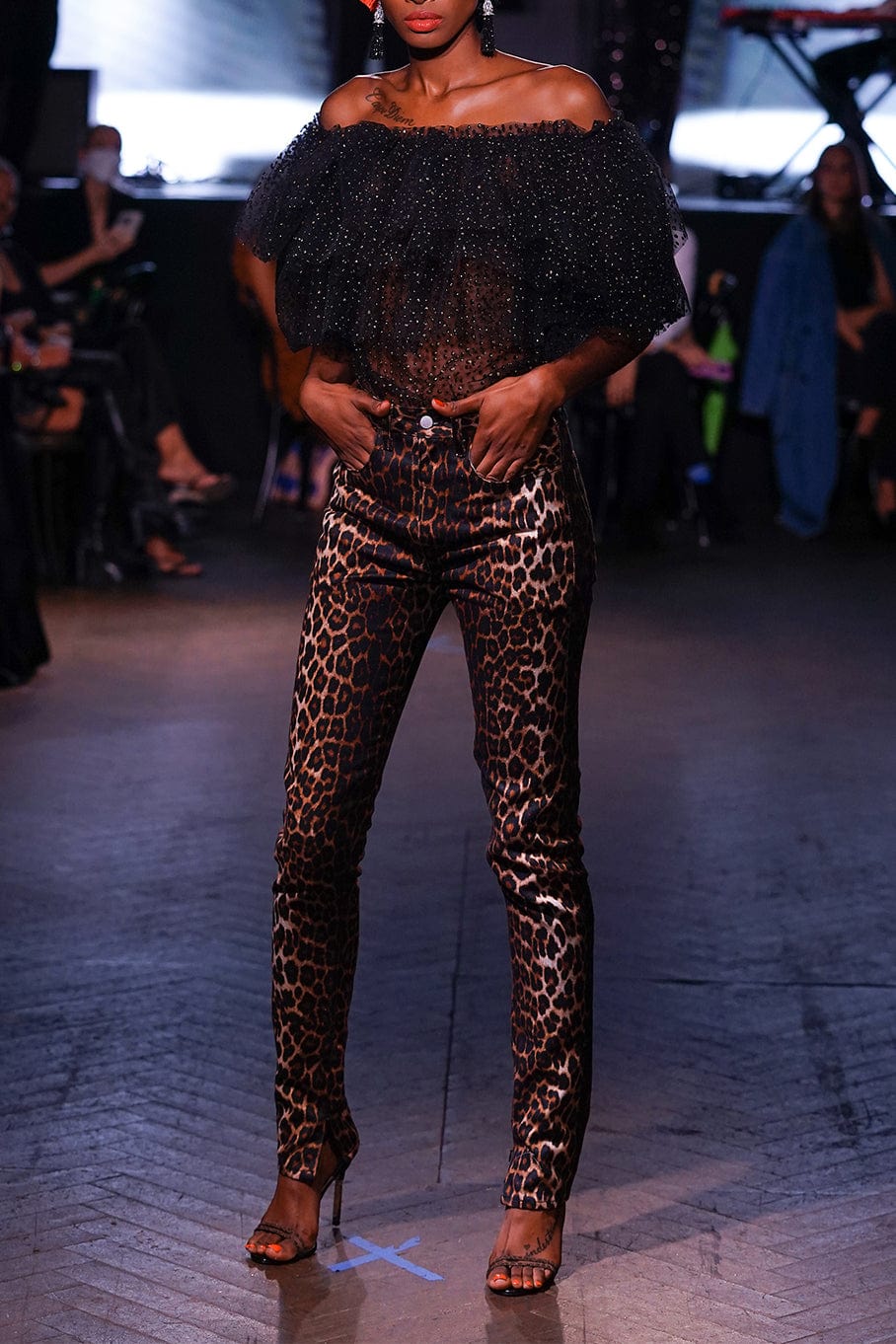 NAEEM KHAN-Off Shoulder Ruffle Blouse-