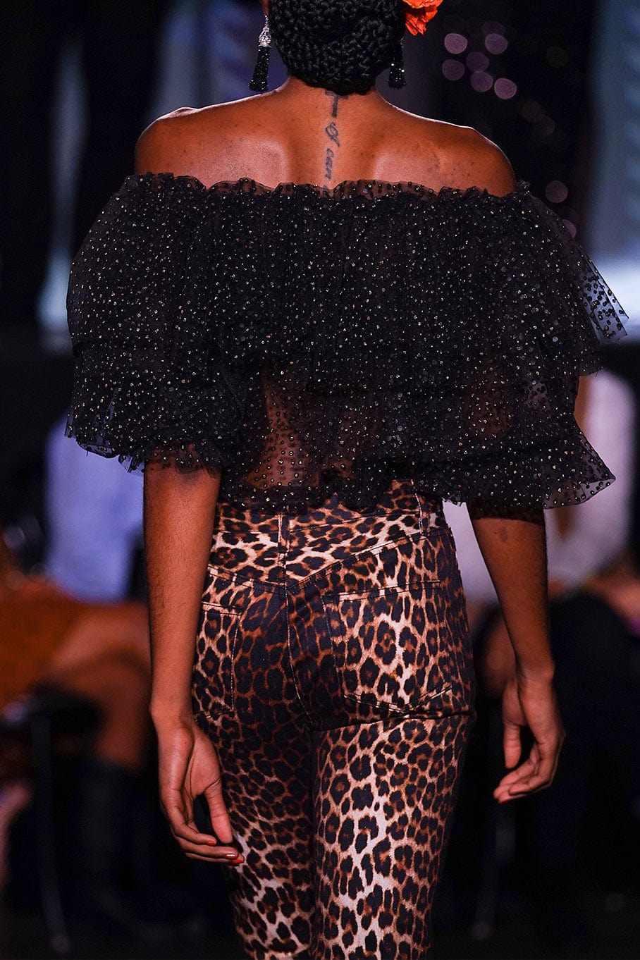NAEEM KHAN-Off Shoulder Ruffle Blouse-