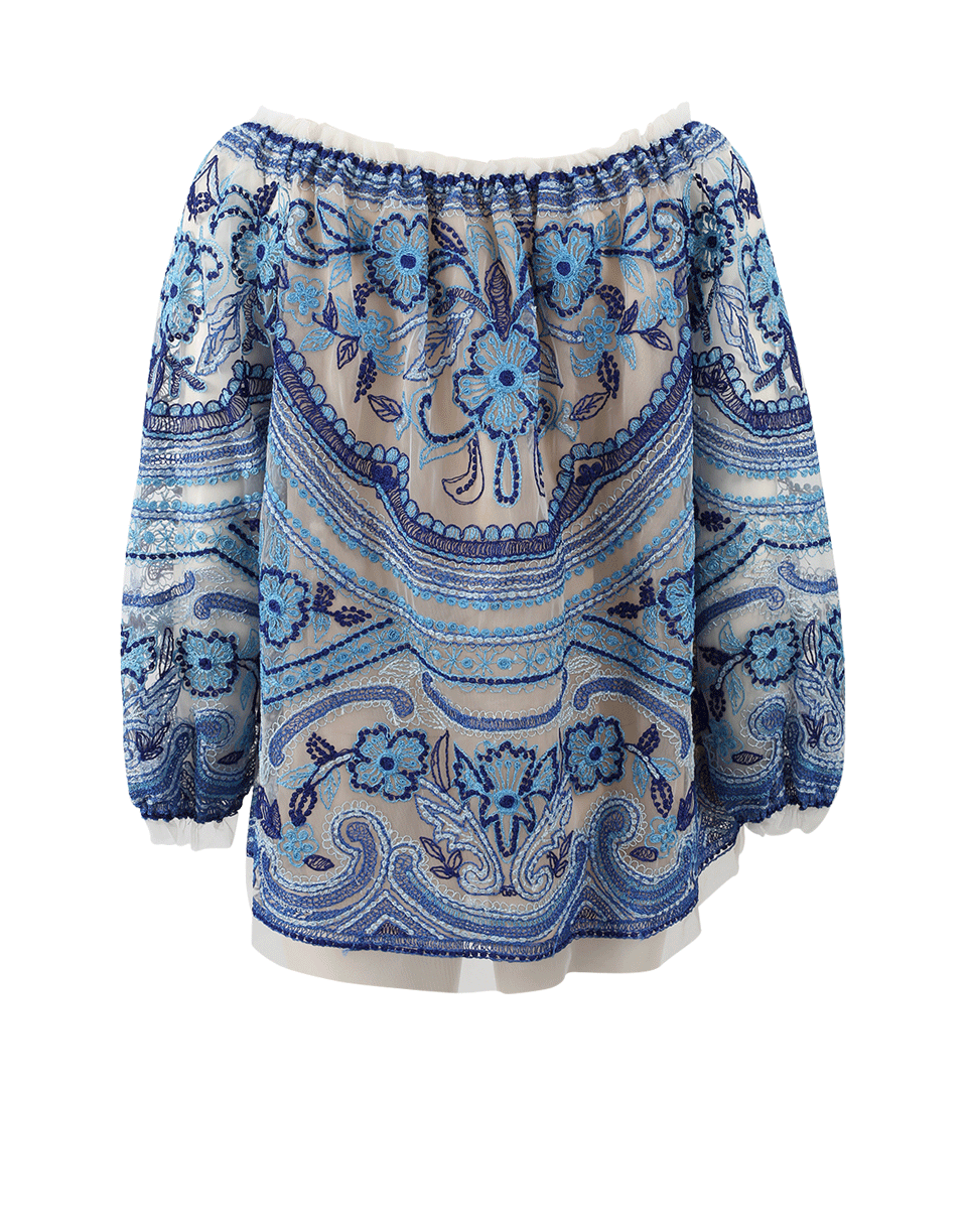 NAEEM KHAN-Embroidered Blouse-IVRY/BLU