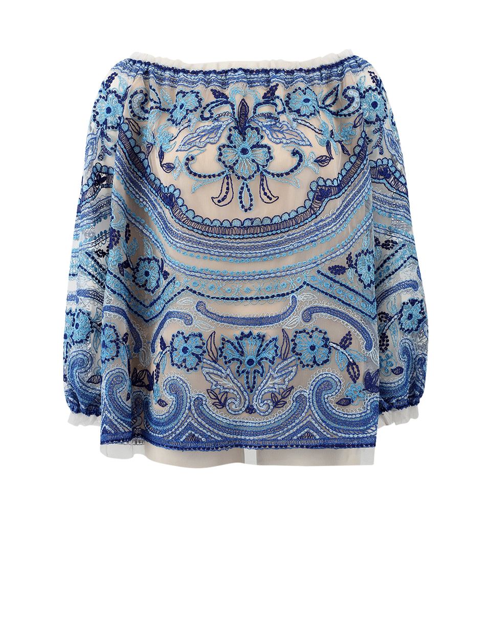 NAEEM KHAN-Embroidered Blouse-IVRY/BLU