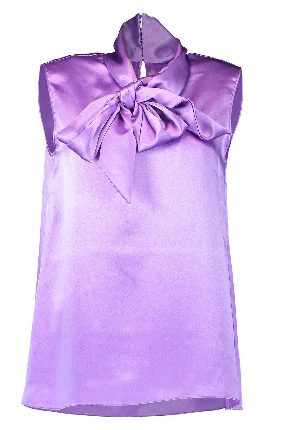 NAEEM KHAN-Sleeveless Tie Neck Top-LILAC