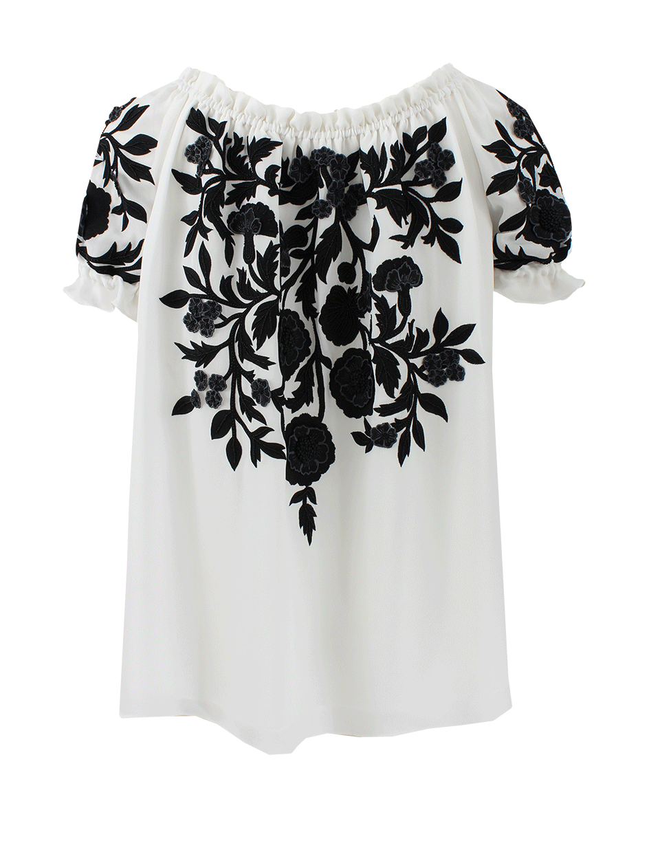NAEEM KHAN-Embroidered Peasant Blouse-WHT/BLK