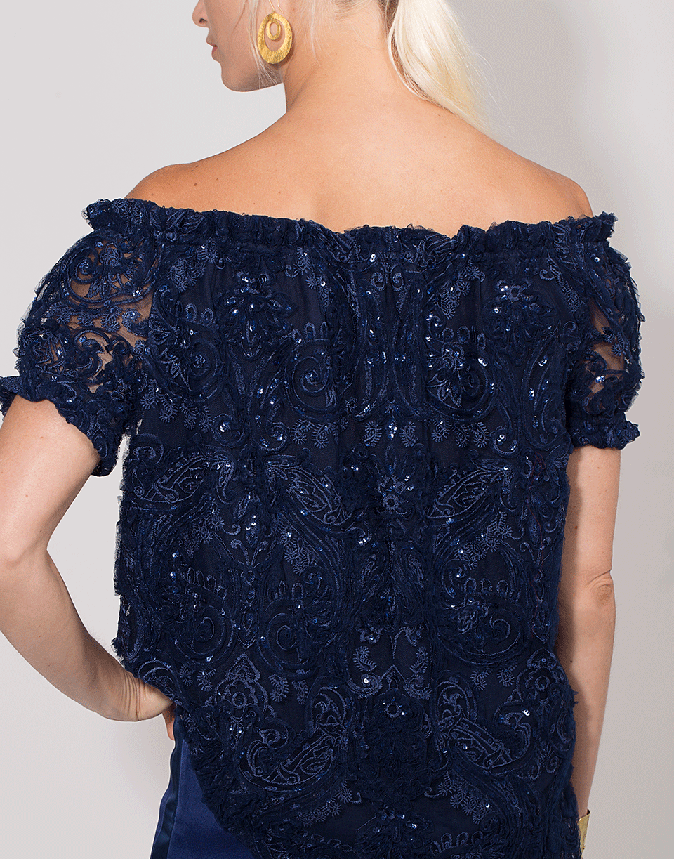 NAEEM KHAN-Off the Shoulder Embroidered Top-