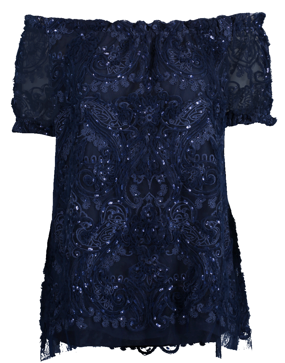 NAEEM KHAN-Off the Shoulder Embroidered Top-