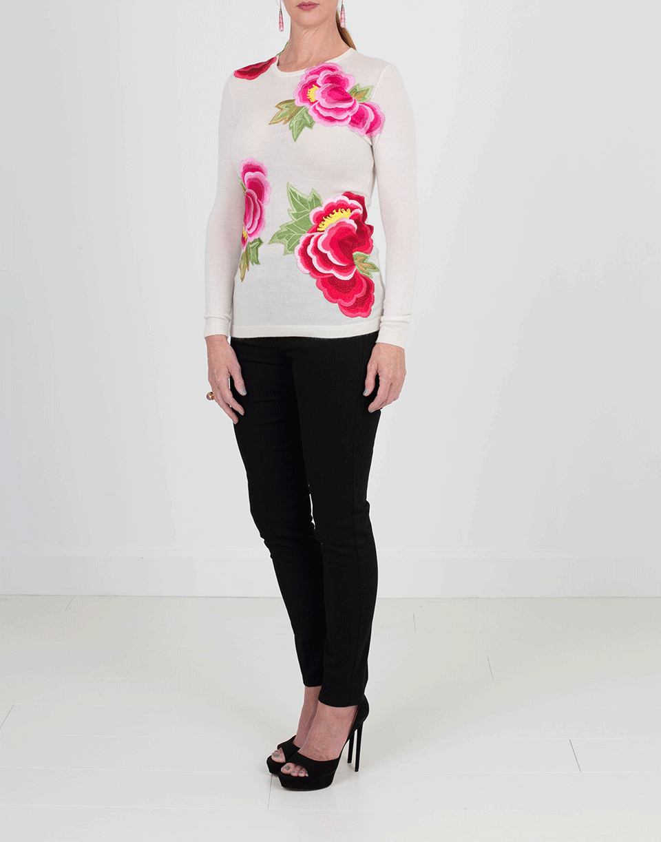 NAEEM KHAN-Floral Applique Cashmere Sweater-