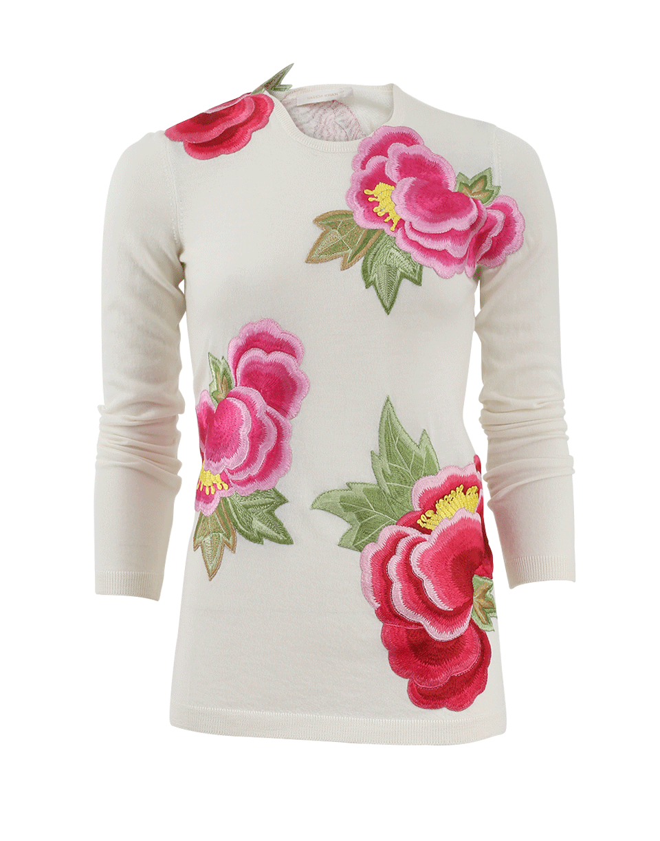 NAEEM KHAN-Floral Applique Cashmere Sweater-