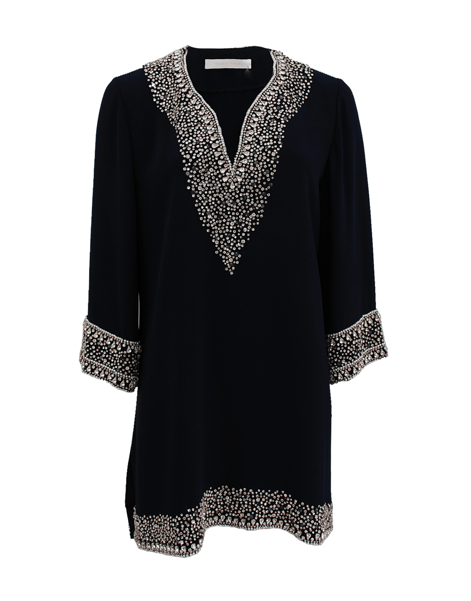 NAEEM KHAN-Split Side Bead Tunic-NAVY