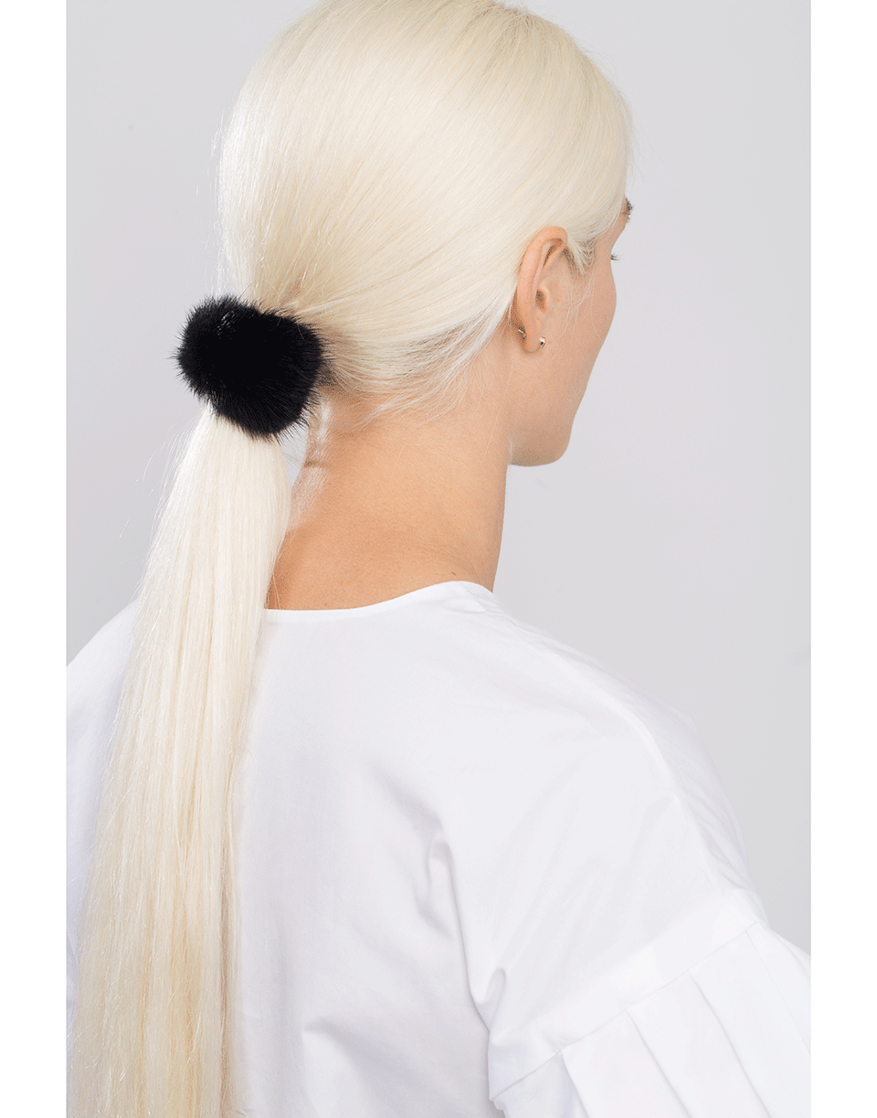 NAHMU-Fur Bow Pony Holder-BLACK