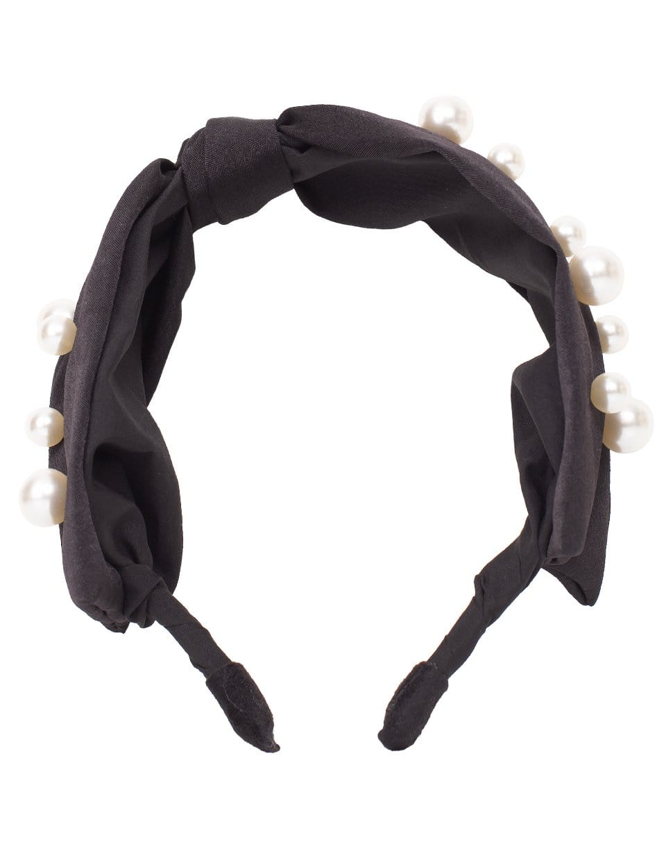 NAHMU-Knotted Headband with Pearls-BLACK