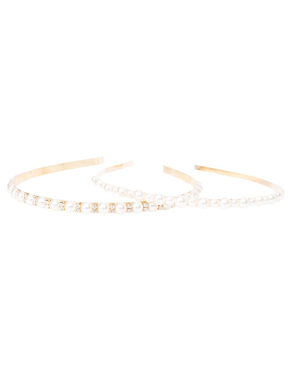 NAHMU-Pearl and Crystal Row Headband Set-CREAM
