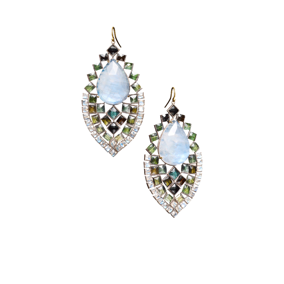 NAK ARMSTRONG-Moonstone and Tourmaline Earrings-18YG/SS