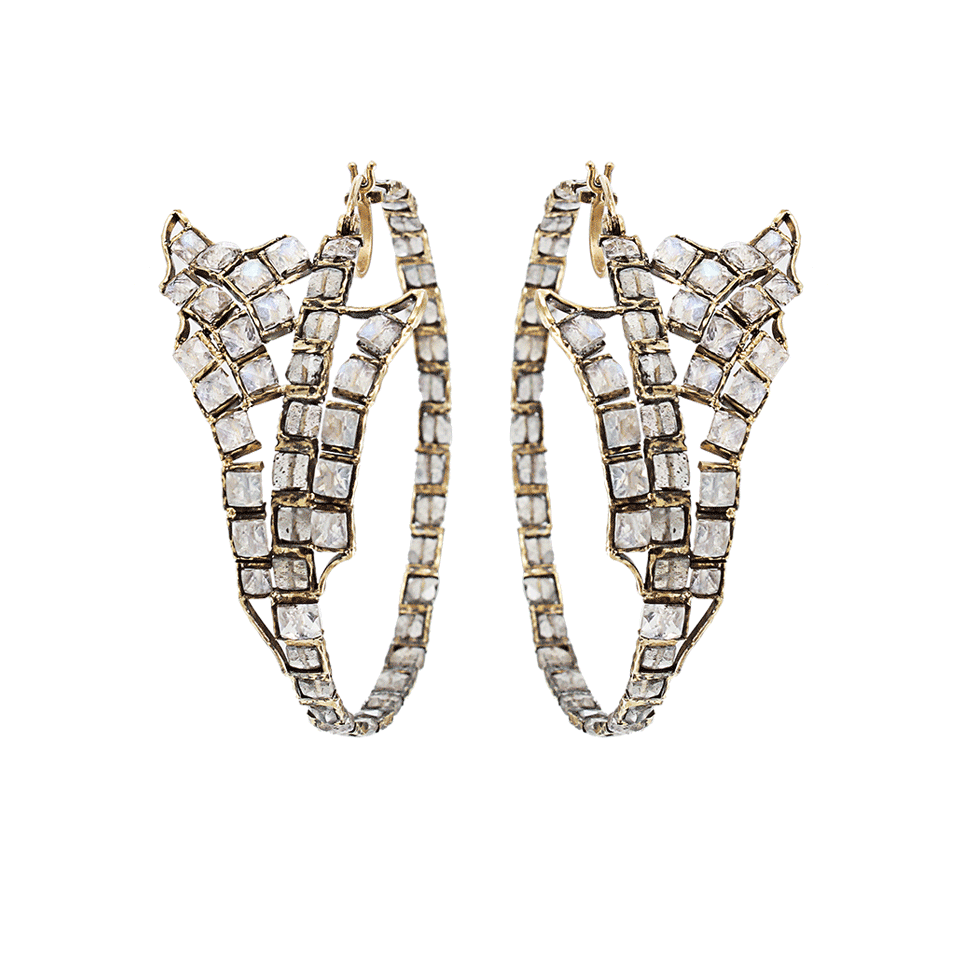 NAK ARMSTRONG-Moonstone Wing Hoop Earrings-YLLW GLD