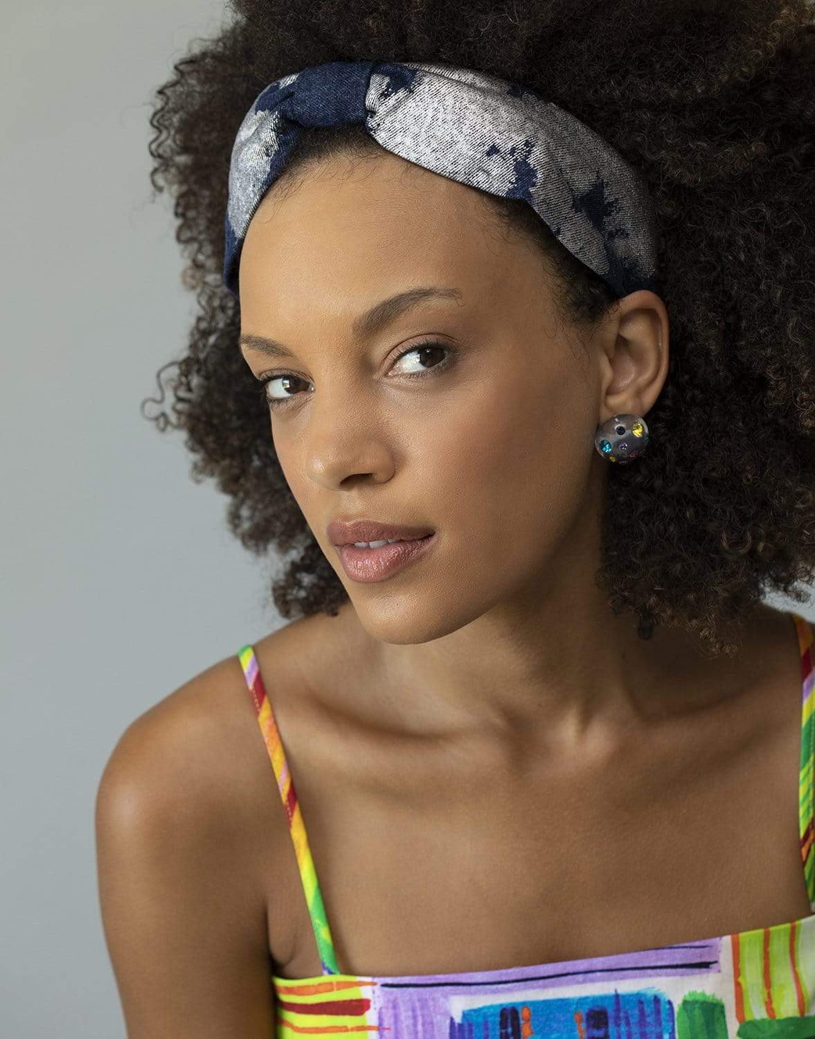 NAMJOSH-Silver Foil Headband-BLU/SIL