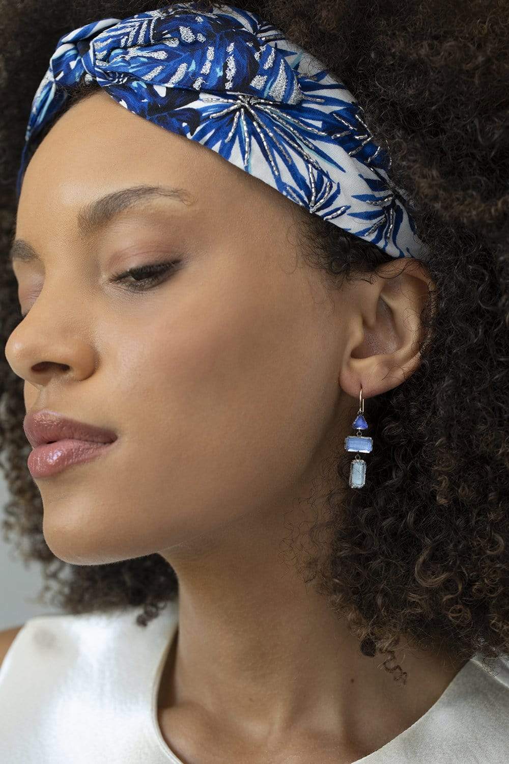 NAMJOSH-Blue Tropical Headband-BLU/WHT
