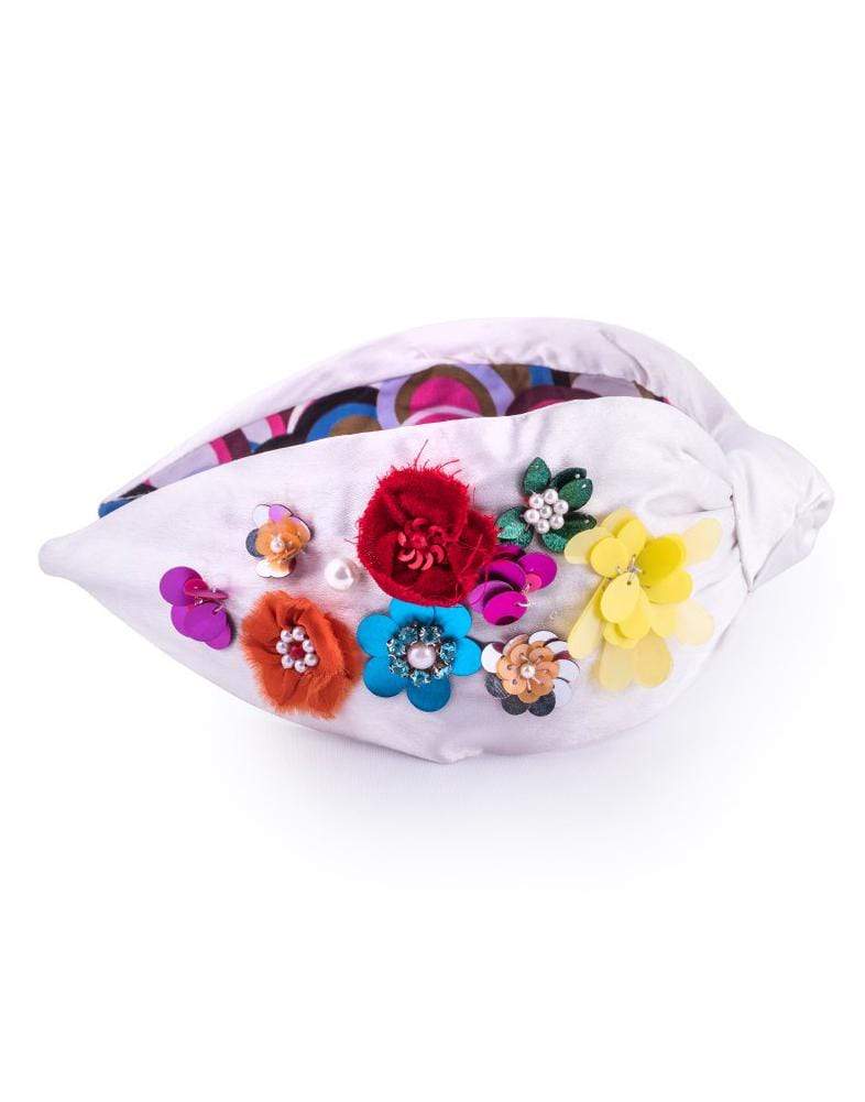 NAMJOSH-Flower Embroidered Headband-WHT/MULT