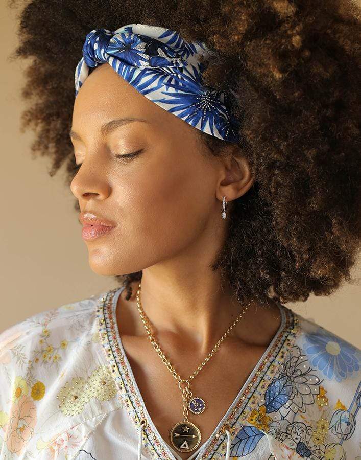 NAMJOSH-Blue Tropical Print Headband-BLUE