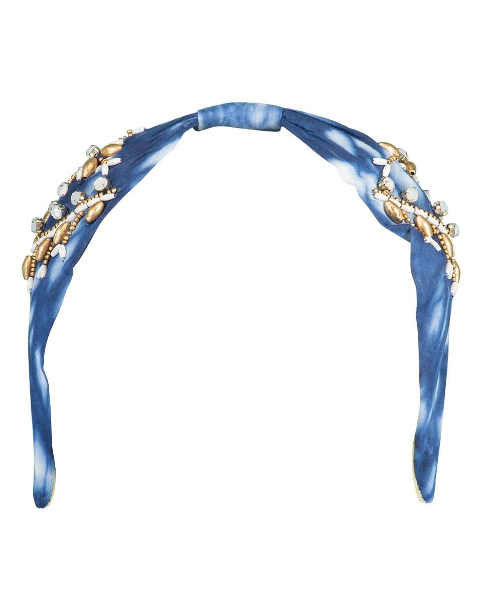 NAMJOSH-Bead And Shell Headband-BLU/GLD