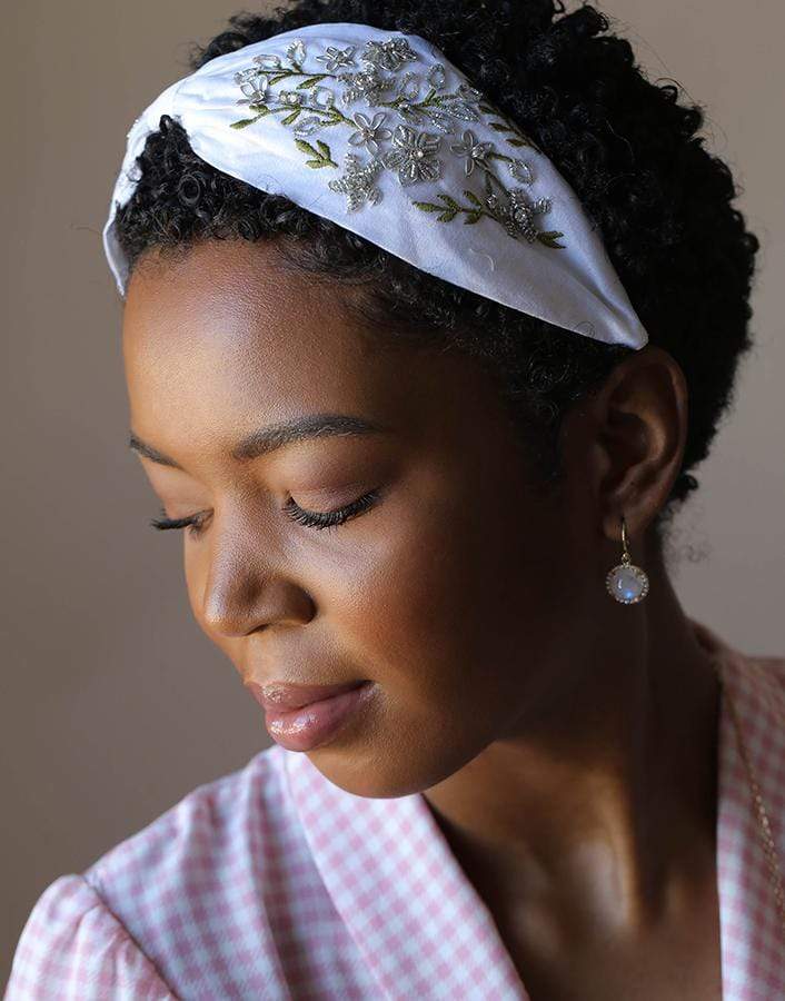 NAMJOSH-White Floral Embroidered Headband-WHITE