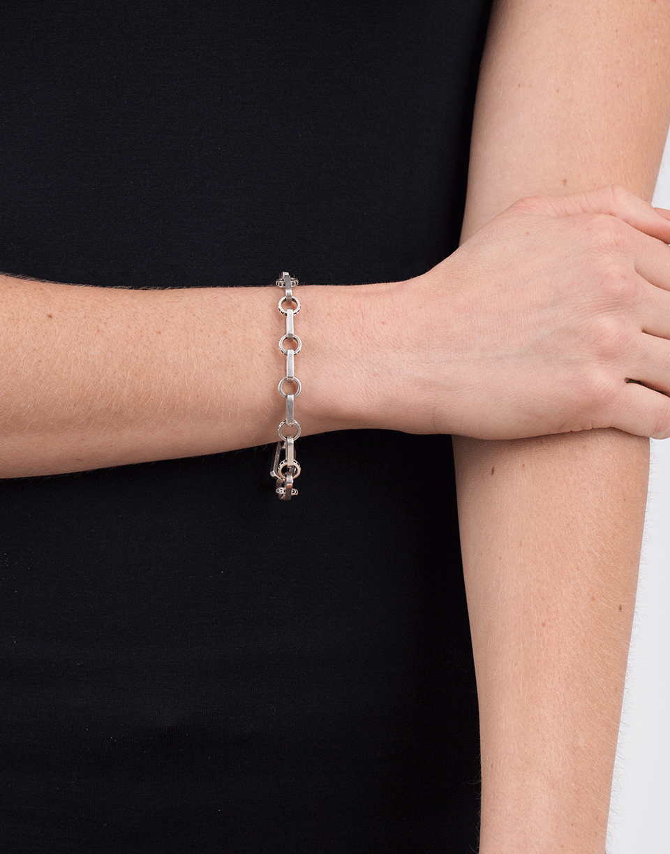 NANCY NEWBERG-Black Diamond Oval Link Bracelet-SILVER