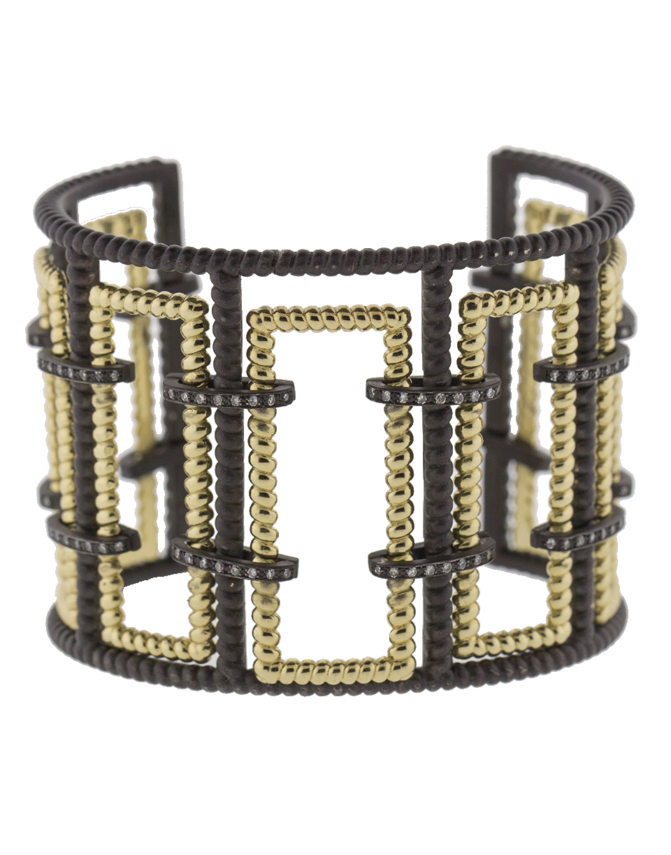 NANCY NEWBERG-Diamond Bracket Silver Frame Cuff-YELLOW GOLD
