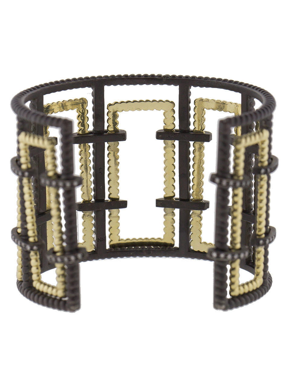 NANCY NEWBERG-Diamond Bracket Silver Frame Cuff-YELLOW GOLD