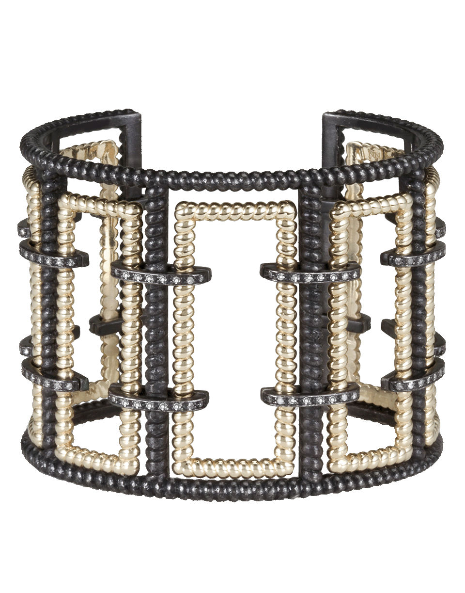 NANCY NEWBERG-Diamond Bracket Silver Frame Cuff-YELLOW GOLD