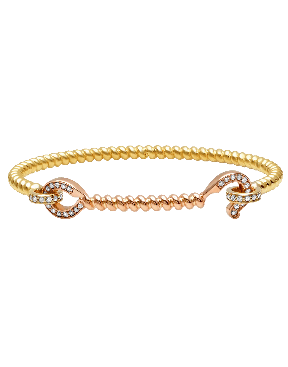 NANCY NEWBERG-Diamond Hook Mixed Gold Twist Bracelet-YELLOW GOLD