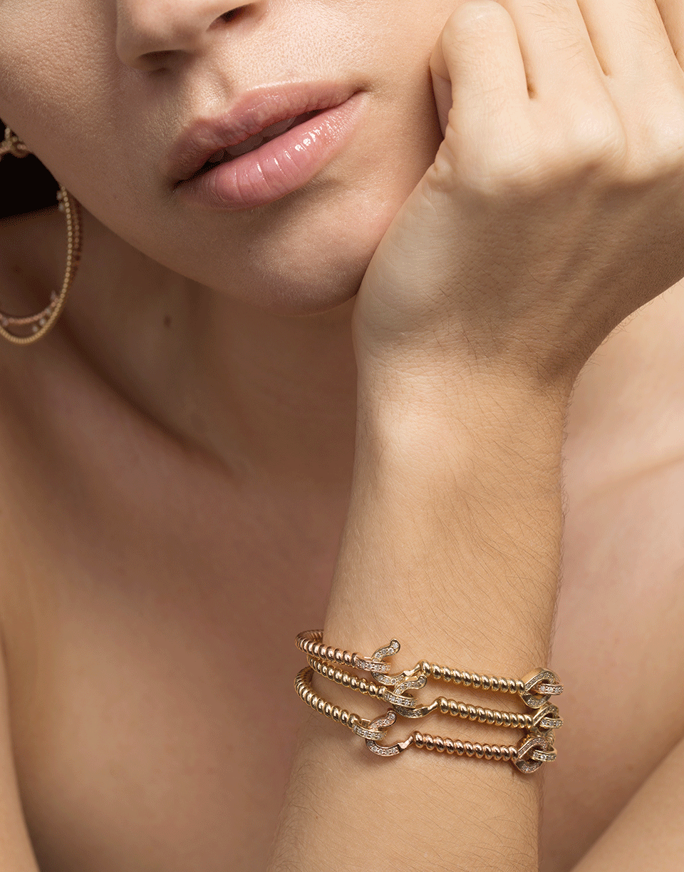 NANCY NEWBERG-Diamond Hook Twist Bracelet-YELLOW GOLD