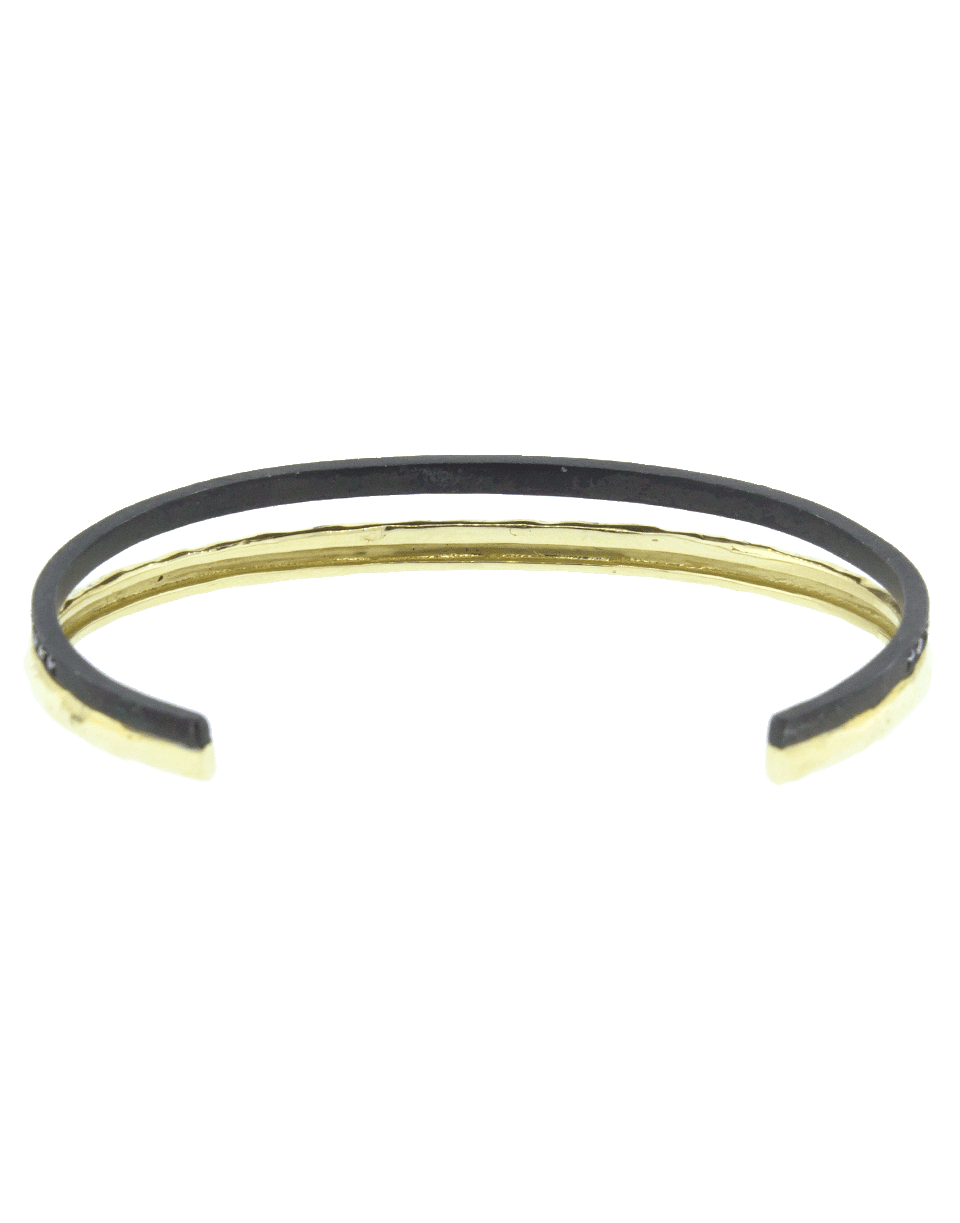 NANCY NEWBERG-Diamond Line Silver Double Cuff-YELLOW GOLD