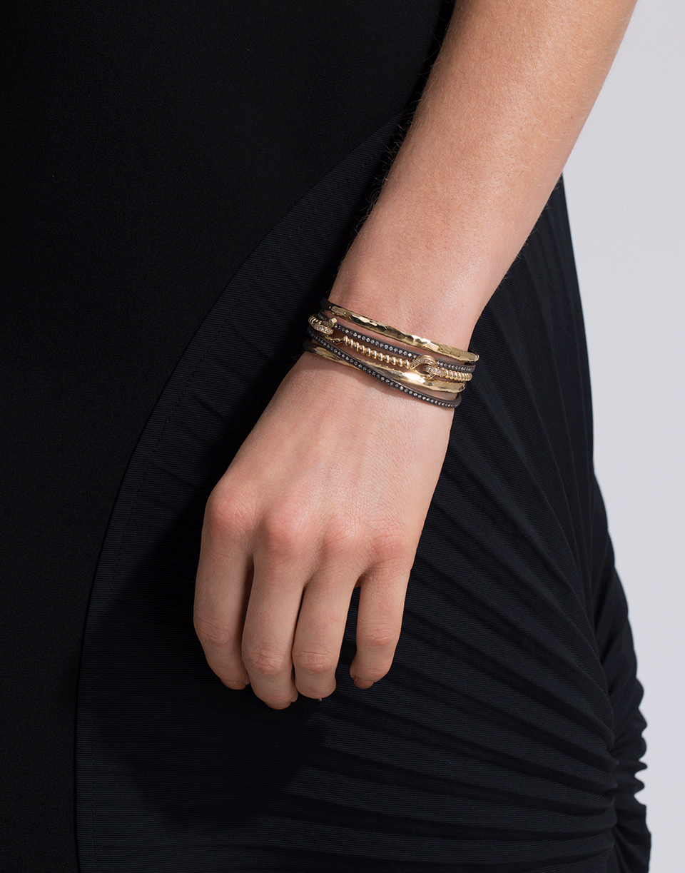 NANCY NEWBERG-Diamond X Hammered Silver Cuff-YELLOW GOLD
