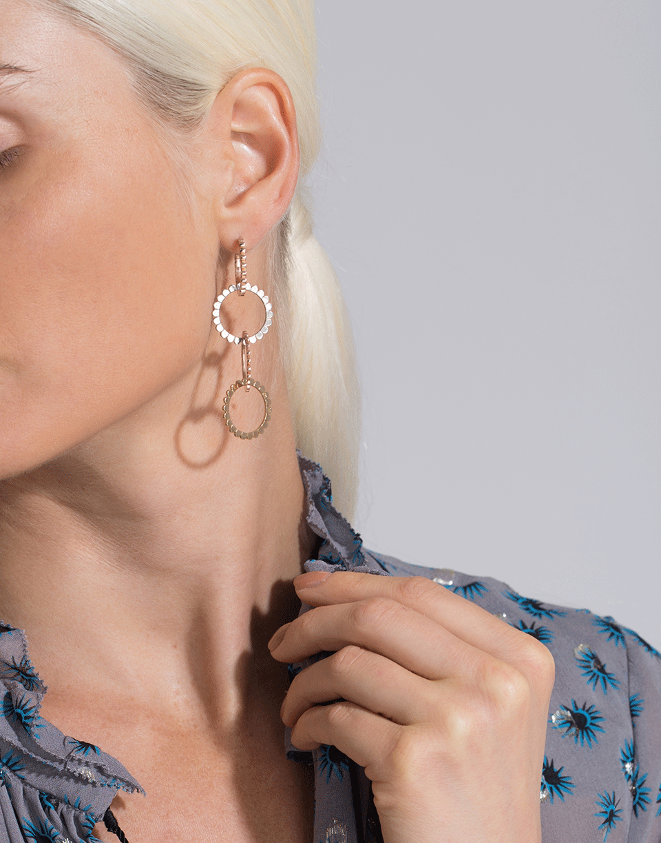 NANCY NEWBERG-Four Linked Tri Gold Hoop Earrings-ROSE GOLD