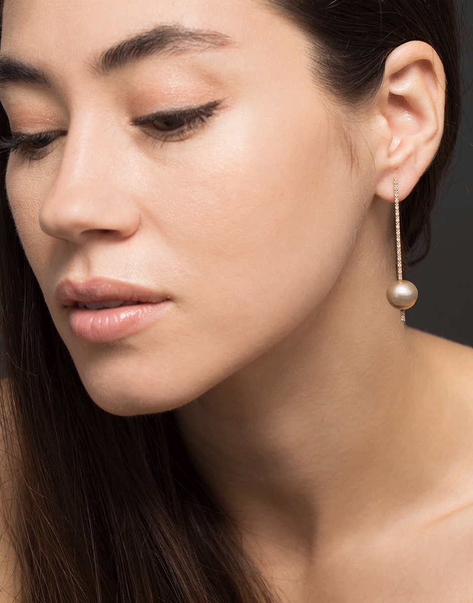 NANCY NEWBERG-Diamond and Pearl Earrings-YELLOW GOLD