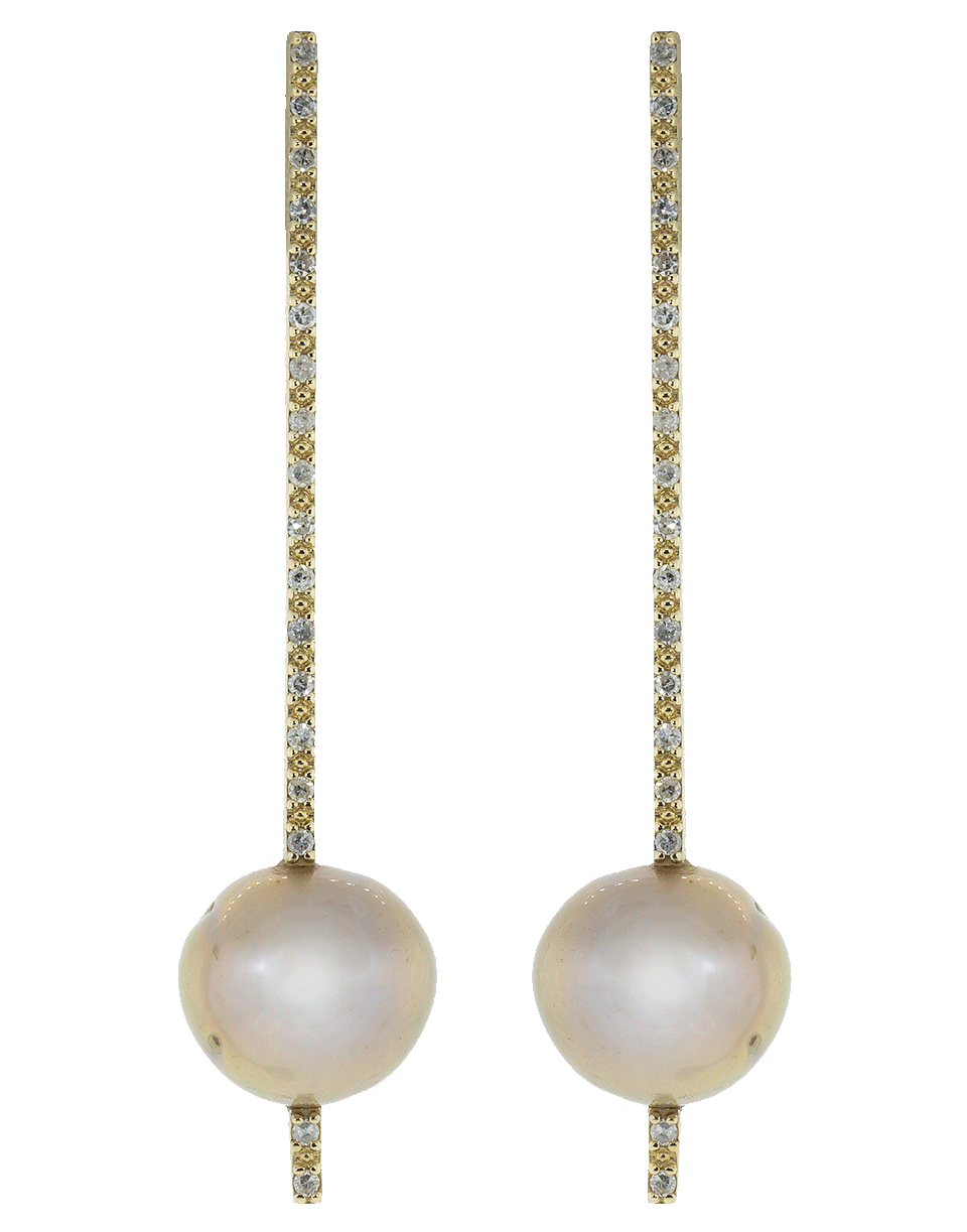 NANCY NEWBERG-Diamond and Pearl Earrings-YELLOW GOLD