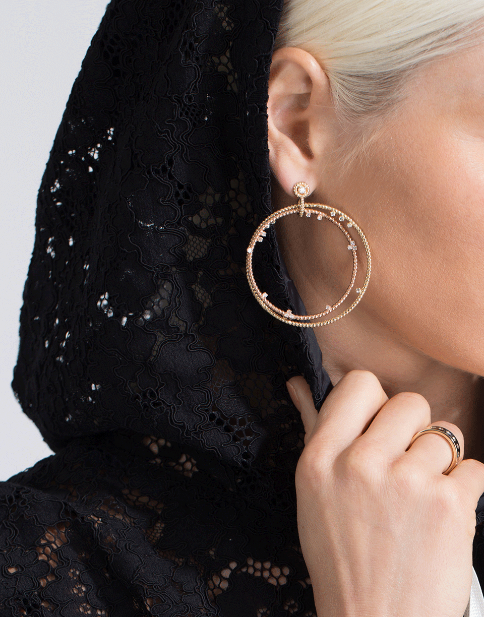 NANCY NEWBERG-Double Floating Diamond Hoop Earrings-YELLOW GOLD