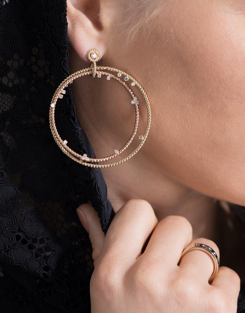 NANCY NEWBERG-Double Floating Diamond Hoop Earrings-YELLOW GOLD