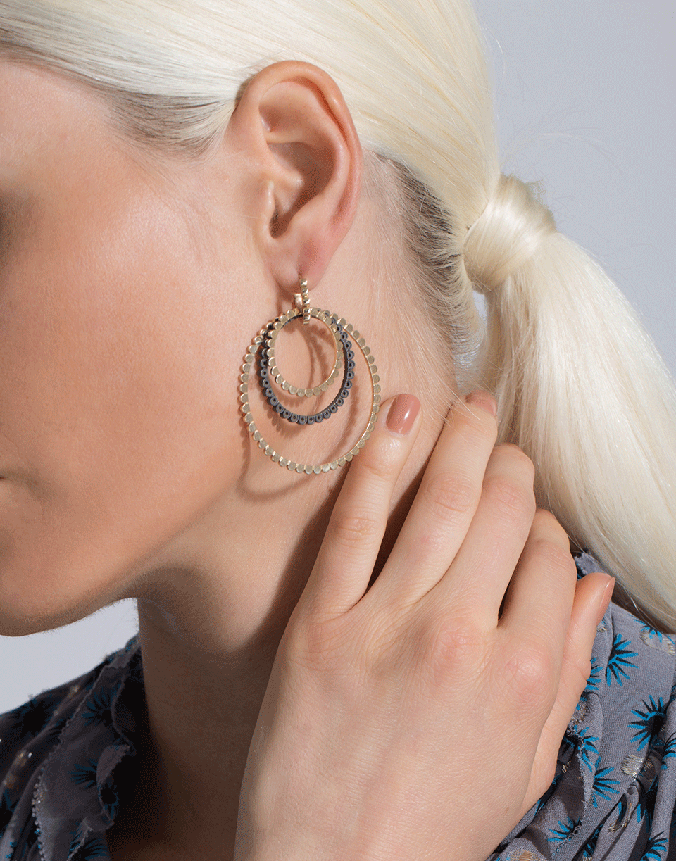 NANCY NEWBERG-Four Silver And Diamond Link Hoop Earrings-YELLOW GOLD