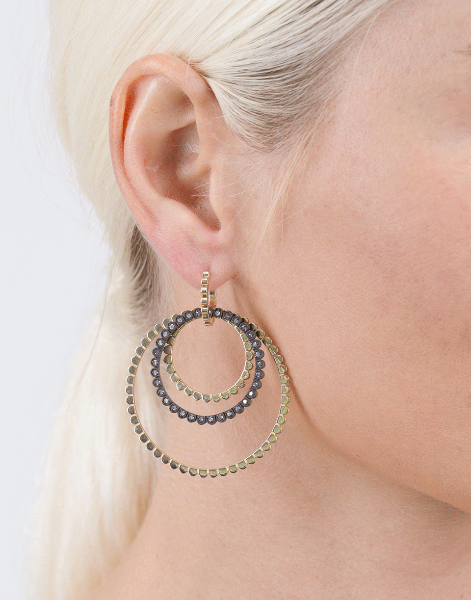NANCY NEWBERG-Four Silver And Diamond Link Hoop Earrings-YELLOW GOLD