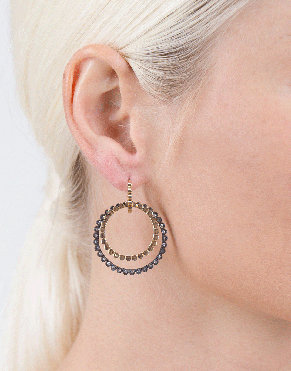 NANCY NEWBERG-Four Silver And Diamond Link Hoop Earrings-YELLOW GOLD