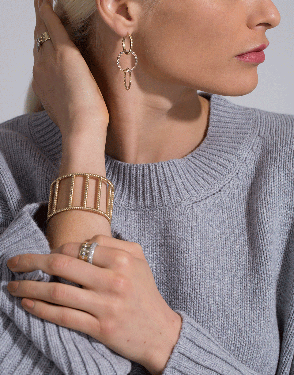NANCY NEWBERG-Three Mix Gold Hoop Earrings-YELLOW GOLD