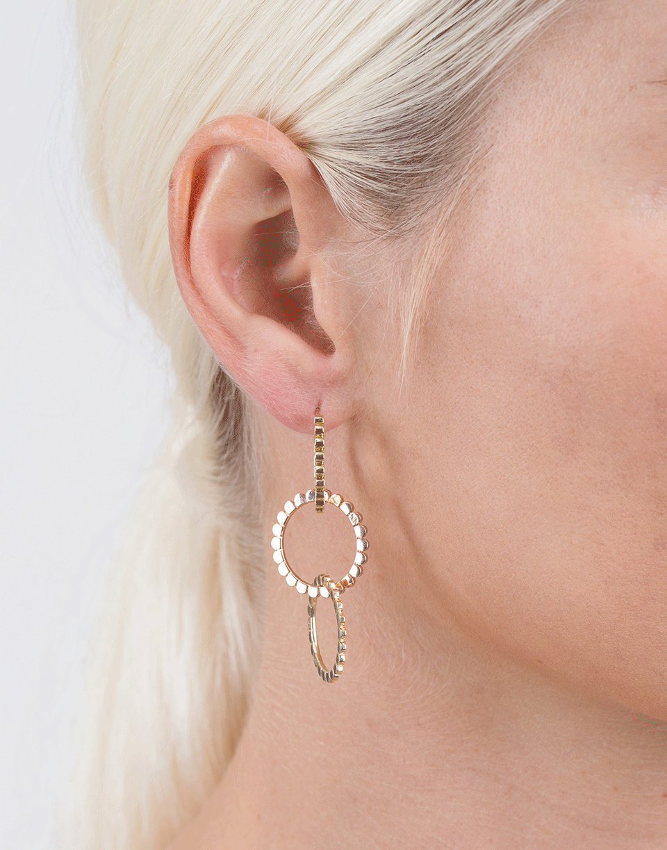 NANCY NEWBERG-Three Mix Gold Hoop Earrings-YELLOW GOLD