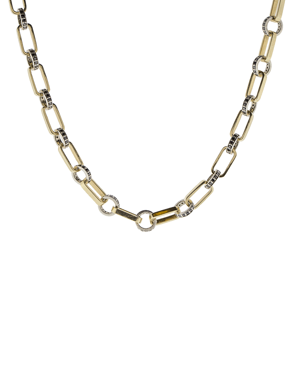 NANCY NEWBERG-Black Diamond Oval Link Necklace-YELLOW GOLD