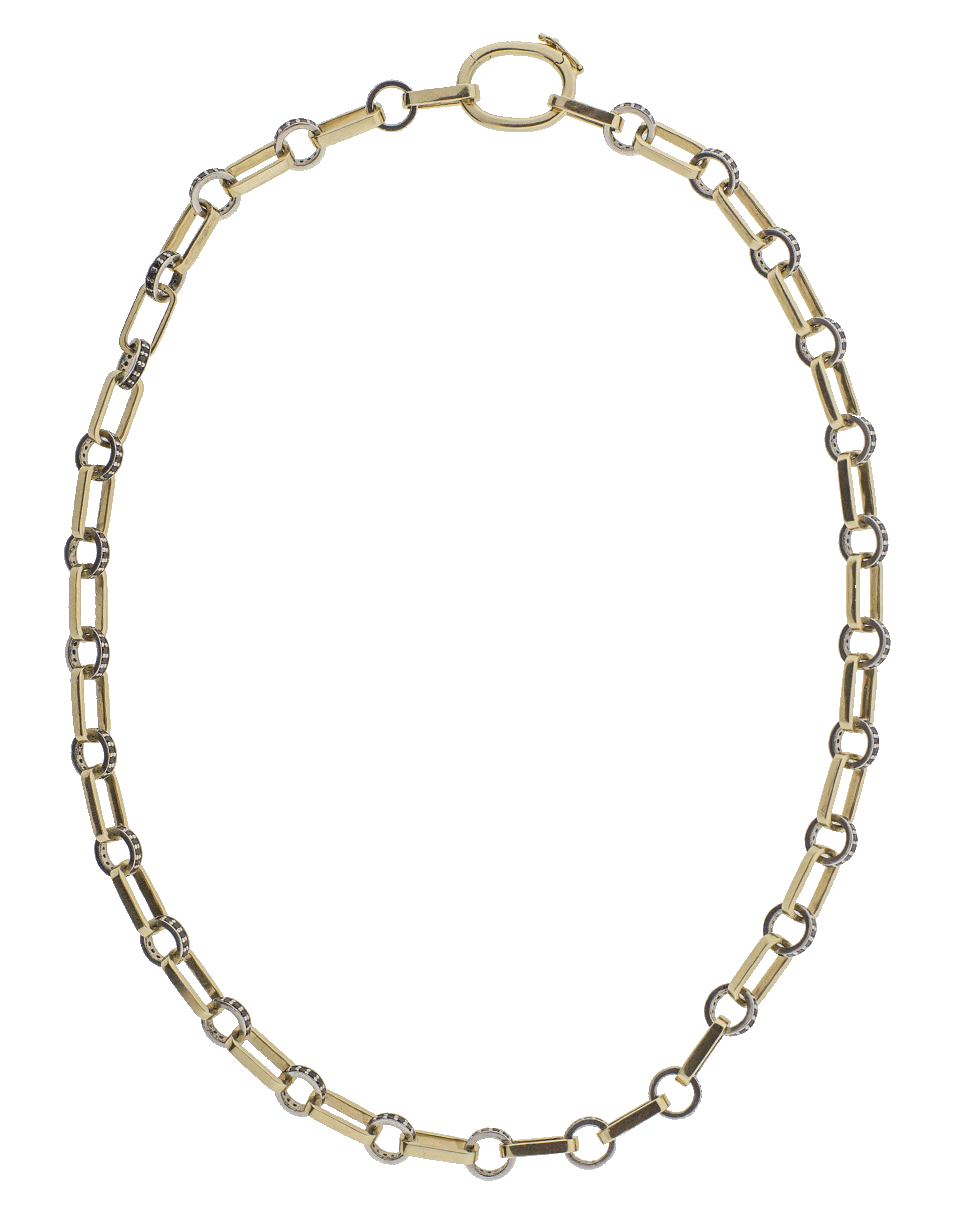 NANCY NEWBERG-Black Diamond Oval Link Necklace-YELLOW GOLD
