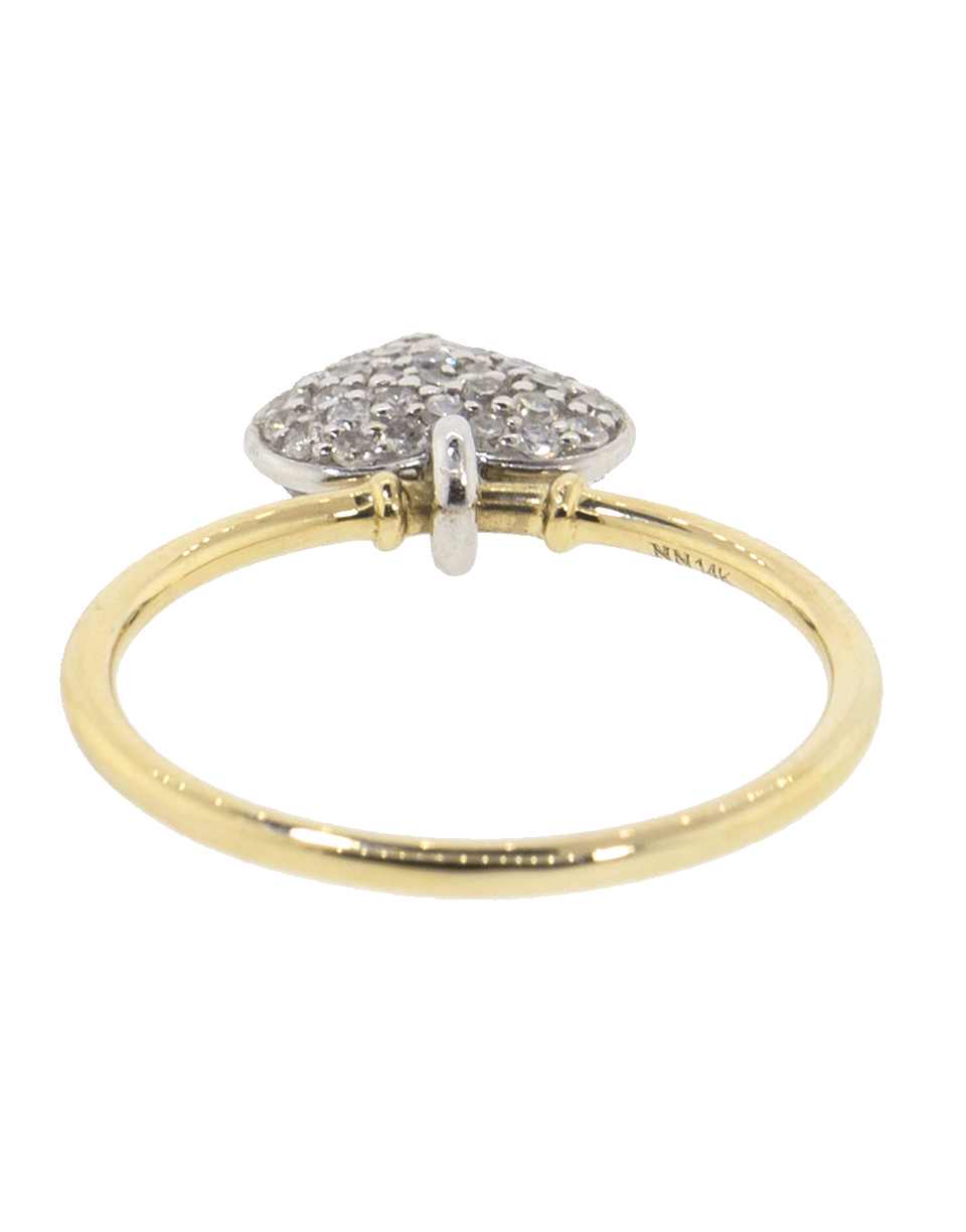 NANCY NEWBERG-White Diamond Pave Heart Charm Ring-YELLOW GOLD