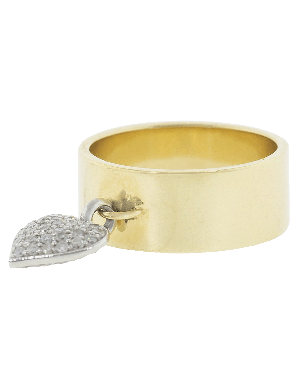 NANCY NEWBERG-Heart Charm Cigar Band Ring-YELLOW GOLD