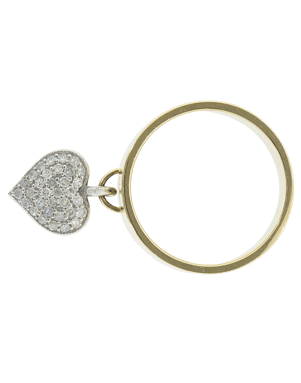 NANCY NEWBERG-Heart Charm Cigar Band Ring-YELLOW GOLD