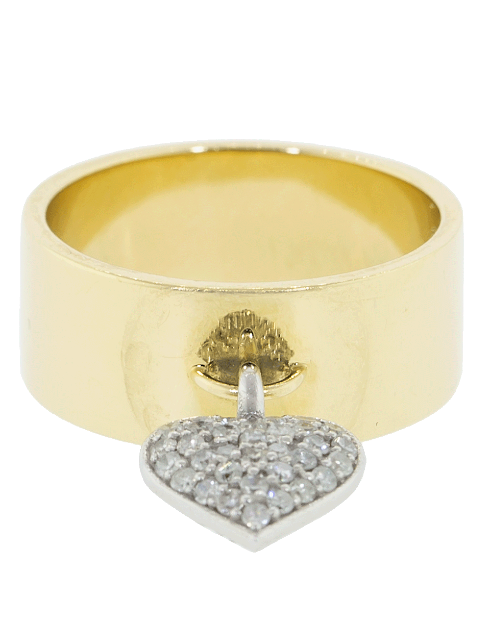 NANCY NEWBERG-Heart Charm Cigar Band Ring-YELLOW GOLD